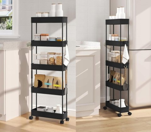 Regał Mobilny wąski wózek kuchenny z 4 poziomami 12.5 x 39 x 107.5 cm Regał Mobilny wąski wózek kuchenny z 4 poziomami 12.5 x 39 x 107.5 cm