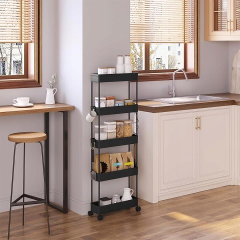 Regał Mobilny wąski wózek kuchenny z 4 poziomami 12.5 x 39 x 107.5 cm Regał Mobilny wąski wózek kuchenny z 4 poziomami 12.5 x 39 x 107.5 cm