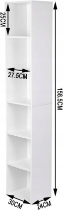 Regał Woltu 6 półek na książki 30 cm x 159 cm x 24 cm biały