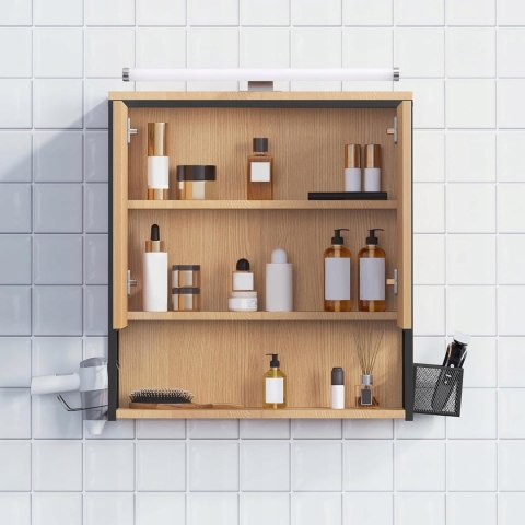 SZAFKA ŁAZIENKOWA wisząca Eugad LUSTRO OŚWIETLENIE 65 X 56 X 13 CM brąz SZAFKA ŁAZIENKOWA wisząca Eugad LUSTRO OŚWIETLENIE 65 X 56 X 13 CM brąz