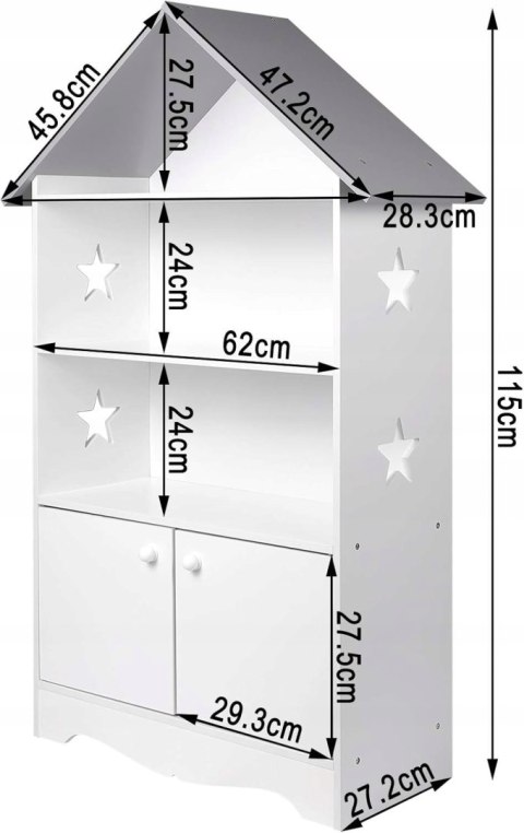 Szafka dziecięca woltu biała domek 27 x 62 x 115 cm