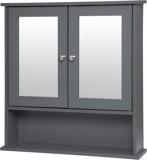 Szafka łazienkowa ścienna wisząca z lustrem 56 x 13 x 58.5 cm szara Eugad Szafka łazienkowa ścienna wisząca z lustrem 56 x 13 x 58.5 cm szara Eugad