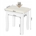 Taboret do Toaletki biały 38 x 45 x 28,5cm Woltu tapicerowany aksamit
