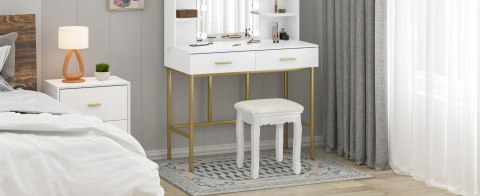 Taboret do Toaletki biały 38 x 45 x 28,5cm Woltu tapicerowany aksamit Taboret do Toaletki biały 38 x 45 x 28,5cm Woltu tapicerowany aksamit