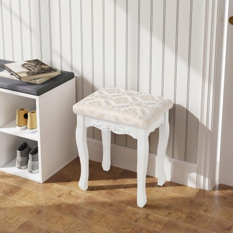 Taboret do toaletki makijażu WOLTU biały barokowy beż Taboret do toaletki makijażu WOLTU biały barokowy beż