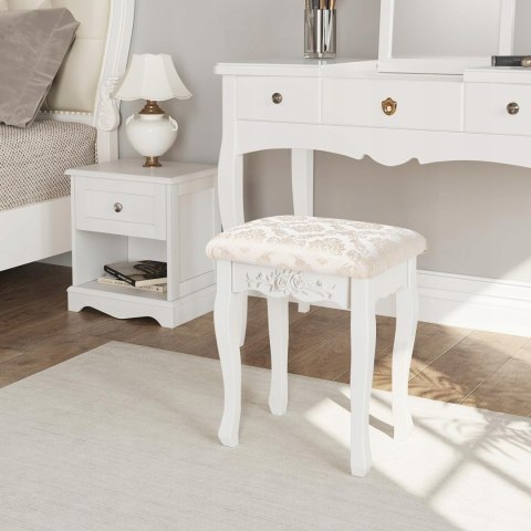 Taboret do toaletki makijażu WOLTU biały barokowy beż Taboret do toaletki makijażu WOLTU biały barokowy beż