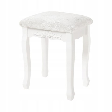 Taboret do toaletki tapicerowany rustykalny w stylu wiejskim barokowy biały Taboret do toaletki tapicerowany rustykalny w stylu wiejskim barokowy biały