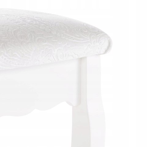 Taboret do toaletki tapicerowany rustykalny w stylu wiejskim barokowy biały Taboret do toaletki tapicerowany rustykalny w stylu wiejskim barokowy biały