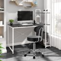 Taboret na kółkach regulacja wysokości obrotowy ekoskóra Woltu czarny chrom