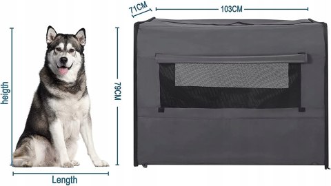 Transporter tekstylny dla psa duży Eugad szary 3XL 103 cm x 71 cm 79 cm Transporter tekstylny dla psa duży Eugad szary 3XL 103 cm x 71 cm 79 cm