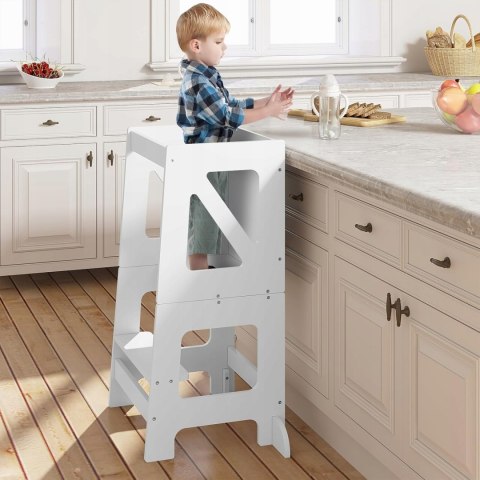 Wieża Montessori edukacujna dla dzieci z tablicą 45 x 35 x 86 cm biała Wieża Montessori edukacujna dla dzieci z tablicą 45 x 35 x 86 cm biała