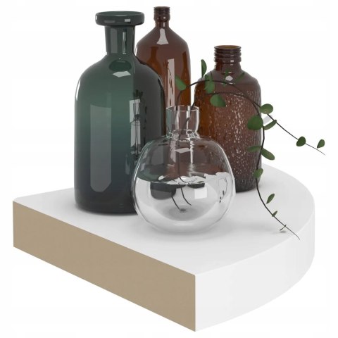 ZESTAW 2 NAROŻNYCH PÓŁEK ŚCIENNYCH płyta MDF 25 x 25 cm biały OUTLET ZESTAW 2 NAROŻNYCH PÓŁEK ŚCIENNYCH płyta MDF 25 x 25 cm biały OUTLET