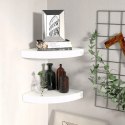 ZESTAW 2 NAROŻNYCH PÓŁEK ŚCIENNYCH płyta MDF 25 x 25 cm biały OUTLET
