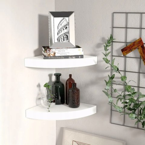 ZESTAW 2 NAROŻNYCH PÓŁEK ŚCIENNYCH płyta MDF 25 x 25 cm biały OUTLET ZESTAW 2 NAROŻNYCH PÓŁEK ŚCIENNYCH płyta MDF 25 x 25 cm biały OUTLET