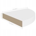 ZESTAW 2 NAROŻNYCH PÓŁEK ŚCIENNYCH płyta MDF 25 x 25 cm biały OUTLET