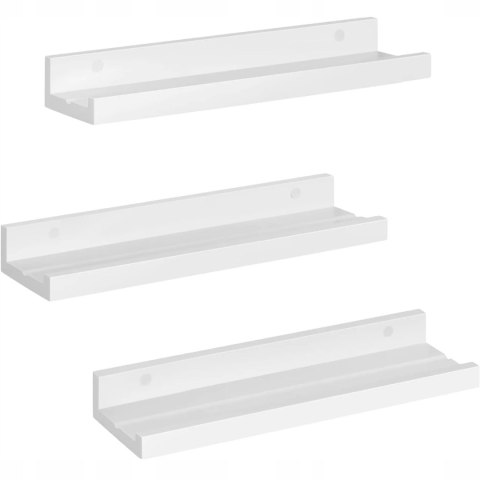 Zestaw 3 półek ściennych wiszących Eugad białe 40 x 5 x 12 , 60 x 5 x 12 cm Zestaw 3 półek ściennych wiszących Eugad białe 40 x 5 x 12 , 60 x 5 x 12 cm