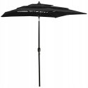 PARASOL OGRODOWY 3-poziomowy na aluminiowym słupku, czarny,