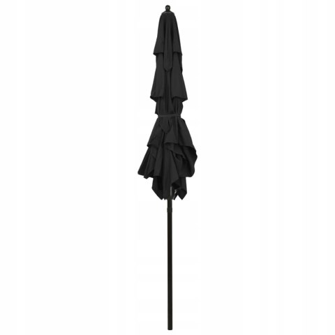 PARASOL OGRODOWY 3-poziomowy na aluminiowym słupku, czarny, PARASOL OGRODOWY 3-poziomowy na aluminiowym słupku, czarny,