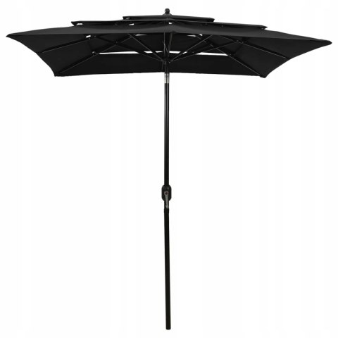 PARASOL OGRODOWY 3-poziomowy na aluminiowym słupku, czarny, PARASOL OGRODOWY 3-poziomowy na aluminiowym słupku, czarny,