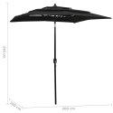 PARASOL OGRODOWY 3-poziomowy na aluminiowym słupku, czarny,