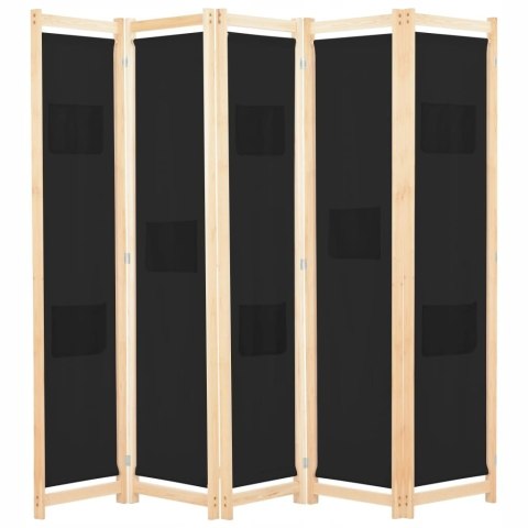 PARAWAN 5-panelowy, czarny, 200 x 170 x 4 cm, tkanina vidaXL PARAWAN 5-panelowy, czarny, 200 x 170 x 4 cm, tkanina vidaXL