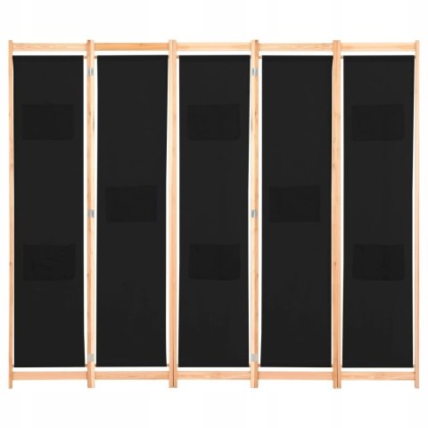 PARAWAN 5-panelowy, czarny, 200 x 170 x 4 cm, tkanina vidaXL PARAWAN 5-panelowy, czarny, 200 x 170 x 4 cm, tkanina vidaXL