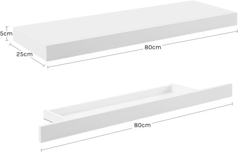 PÓŁKA ŚCIENNA z szufladą biała 80 x 25 x 5 cm WOLTU PÓŁKA ŚCIENNA z szufladą biała 80 x 25 x 5 cm WOLTU