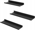 PÓŁKI METALOWE PŁYWAJĄCE 3 SZTUKI 35x9,5 cm CZARNE