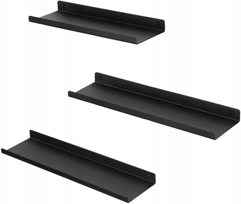 PÓŁKI METALOWE PŁYWAJĄCE 3 SZTUKI 35x9,5 cm CZARNE PÓŁKI METALOWE PŁYWAJĄCE 3 SZTUKI 35x9,5 cm CZARNE