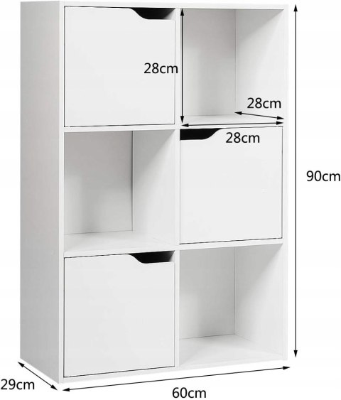 Regał na książki zabawki Woltu 6 półek 60 x 90 x 29 cm biały