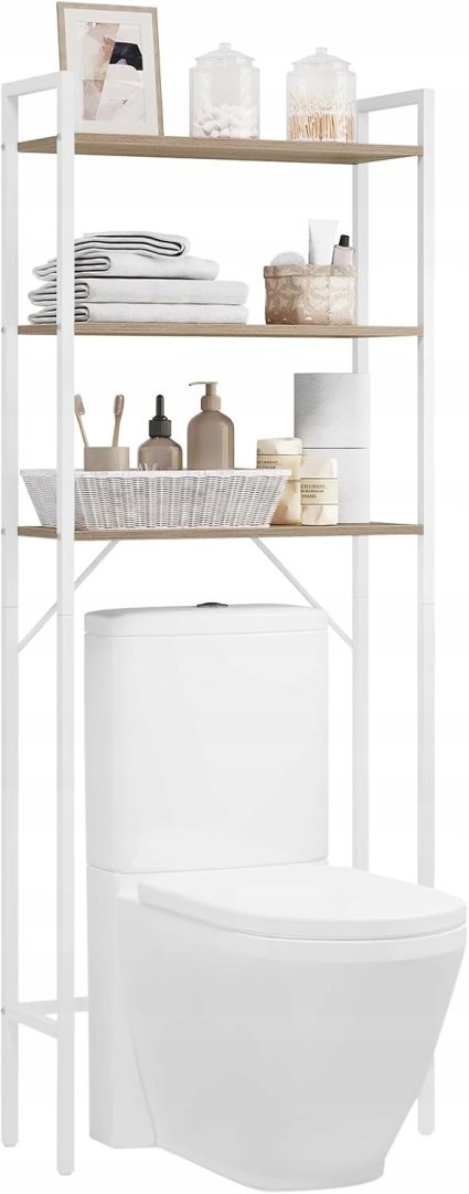 Regał na pralkę na toaletę Półka łazienkowa Jasny dąb + biały 63x163x24 cm Regał na pralkę na toaletę Półka łazienkowa Jasny dąb + biały 63x163x24 cm