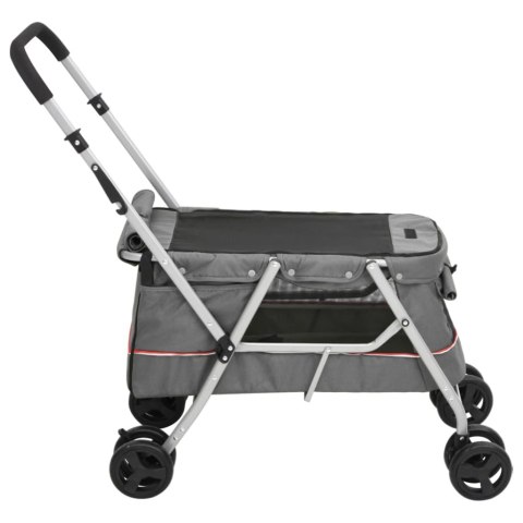 SKŁADANY WÓZEK dla psa, szary, 100x49x96 cm, lniana tkanina VIDAXL SKŁADANY WÓZEK dla psa, szary, 100x49x96 cm, lniana tkanina VIDAXL