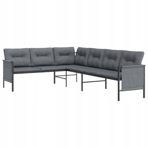 SOFA NAROŻNA Ogrodowa, antracytowa, stal i textilene
