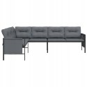 SOFA NAROŻNA Ogrodowa, antracytowa, stal i textilene