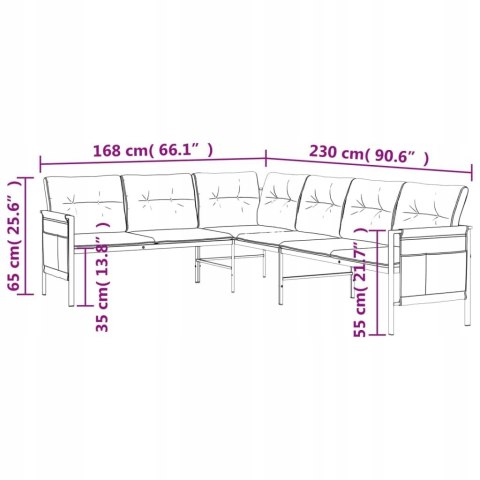 SOFA NAROŻNA Ogrodowa, antracytowa, stal i textilene SOFA NAROŻNA Ogrodowa, antracytowa, stal i textilene