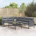 SOFA NAROŻNA Ogrodowa, antracytowa, stal i textilene