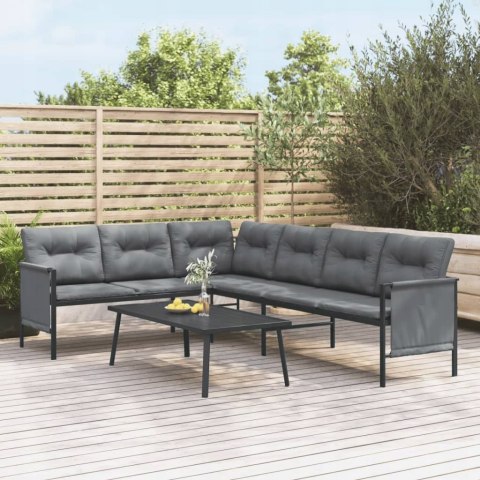 SOFA NAROŻNA Ogrodowa, antracytowa, stal i textilene SOFA NAROŻNA Ogrodowa, antracytowa, stal i textilene