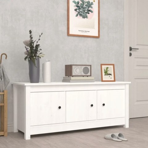 SZAFKA NA BUTY VidaXL biała, 110x38x45,5 cm, lite drewno sosnowe SZAFKA NA BUTY VidaXL biała, 110x38x45,5 cm, lite drewno sosnowe