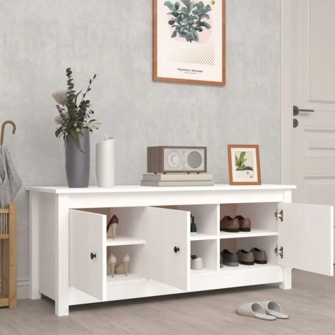 SZAFKA NA BUTY VidaXL biała, 110x38x45,5 cm, lite drewno sosnowe SZAFKA NA BUTY VidaXL biała, 110x38x45,5 cm, lite drewno sosnowe
