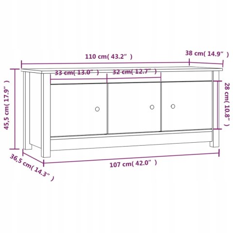 SZAFKA NA BUTY VidaXL biała, 110x38x45,5 cm, lite drewno sosnowe SZAFKA NA BUTY VidaXL biała, 110x38x45,5 cm, lite drewno sosnowe