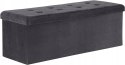 Składana Pufa Ława ze Schowkiem 110 x 37.5 x 38 cm AKSAMIT SZARA