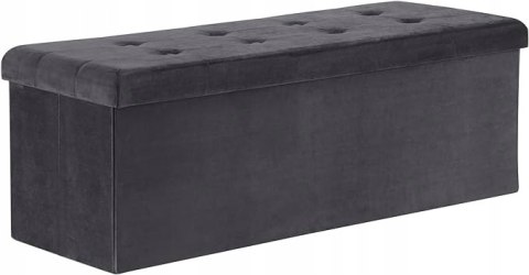 Składana Pufa Ława ze Schowkiem 110 x 37.5 x 38 cm AKSAMIT SZARA