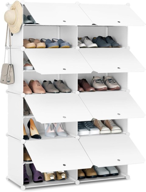 Szafka na buty Woltu 94 x 144 x 36,5 cm biały modułowa 8 półek
