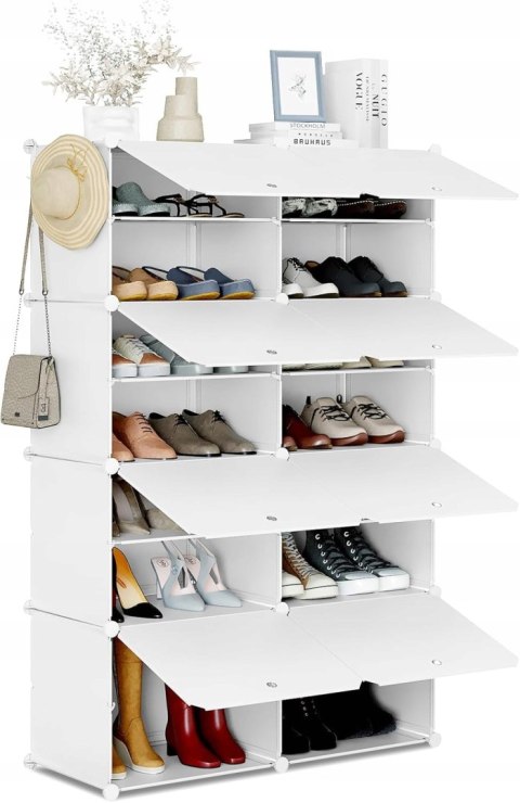 Szafka na buty Woltu 94 x 144 x 36,5 cm biały modułowa 8 półek