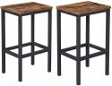 TABORETY HOKERY ZESTAW 2 SZT LOFT VINTAGE rustykalny brąz industrialne