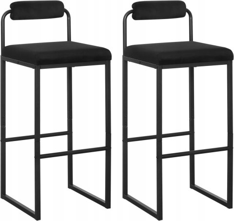 Taboret krzesła barowe zestaw 2 sztuk Woltu czarny, grafit 95,5 cm aksamit Taboret krzesła barowe zestaw 2 sztuk Woltu czarny, grafit 95,5 cm aksamit