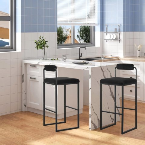 Taboret krzesła barowe zestaw 2 sztuk Woltu czarny, grafit 95,5 cm aksamit Taboret krzesła barowe zestaw 2 sztuk Woltu czarny, grafit 95,5 cm aksamit