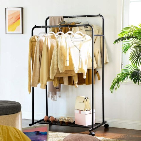 WIESZAK PODWÓJNY METAL GARDEROBA CZARNY KOŁA LOFT