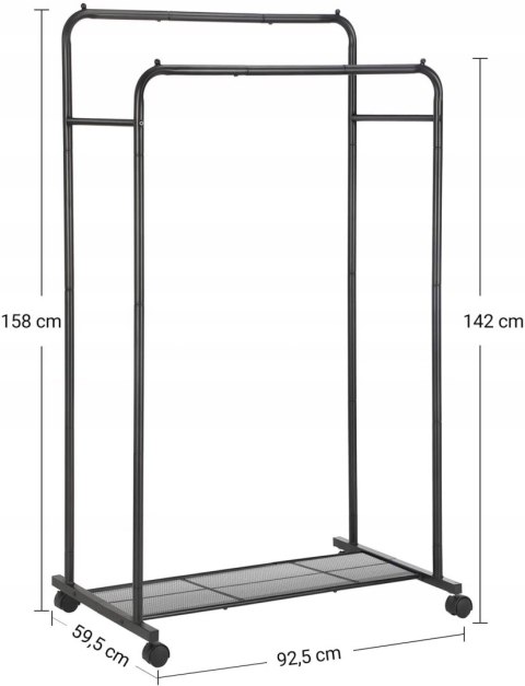 WIESZAK PODWÓJNY METAL GARDEROBA CZARNY KOŁA LOFT