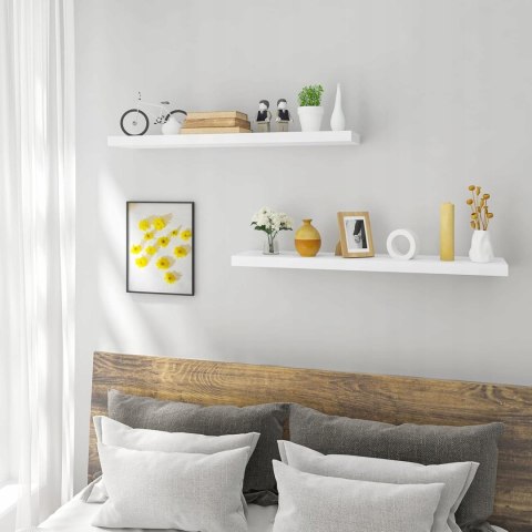 Półka ścienna wisząca zestaw 2 sztuk płyta MDF Woltu 70 x 23 cm biały Półka ścienna wisząca zestaw 2 sztuk płyta MDF Woltu 70 x 23 cm biały